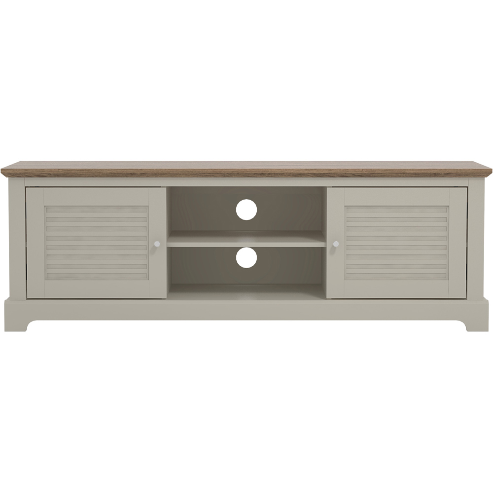 GFW Salcombe 2 Door 2 Shelf Light Grey TV Unit Image 4