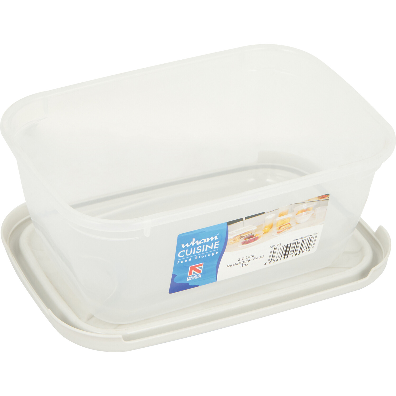 Rectangular Food Box & Lid Grey 2L Image 3
