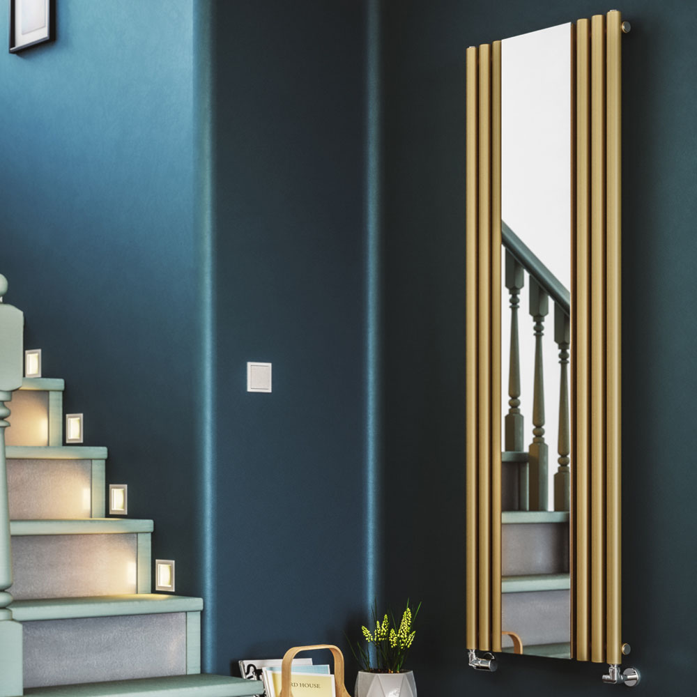 Terma Rolo Mirror 2854 BTU Brass Radiator 1800 x 590mm Image 2