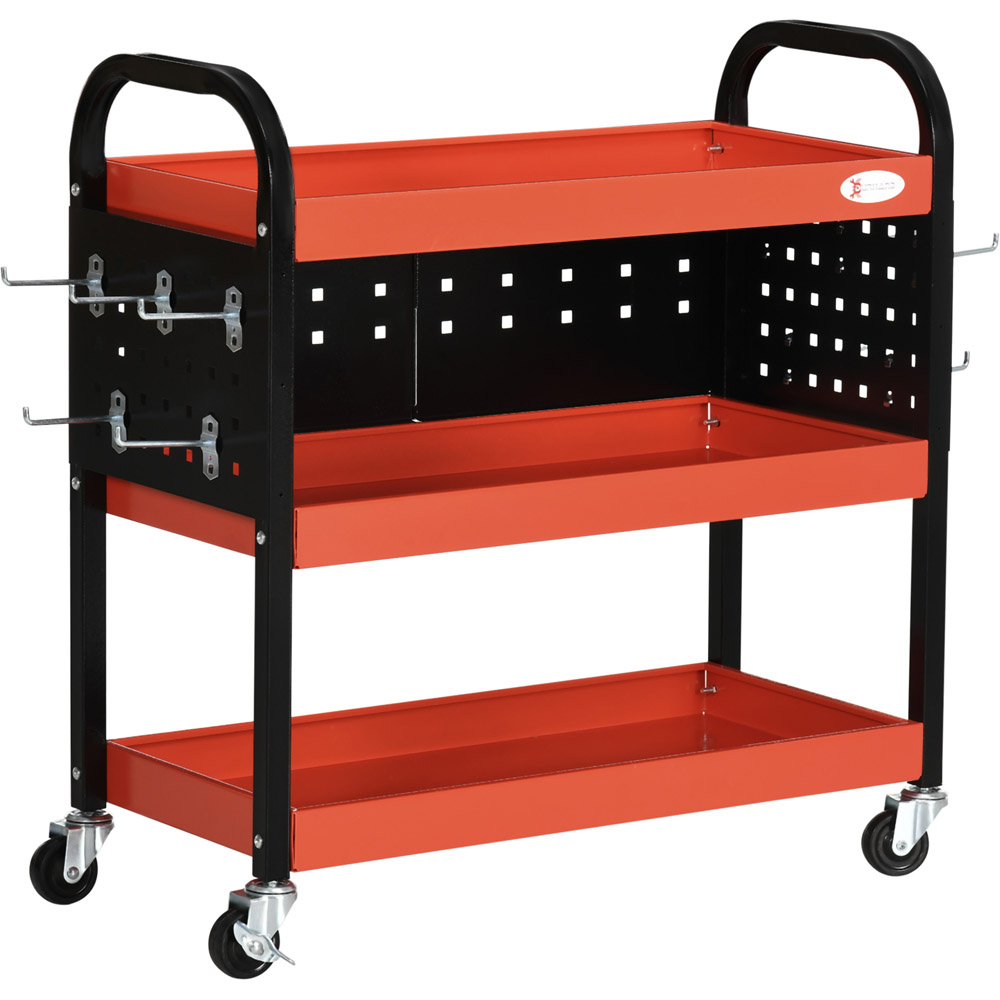 DURHAND Black and Red 3 Shelf Tool Trolley Image 1