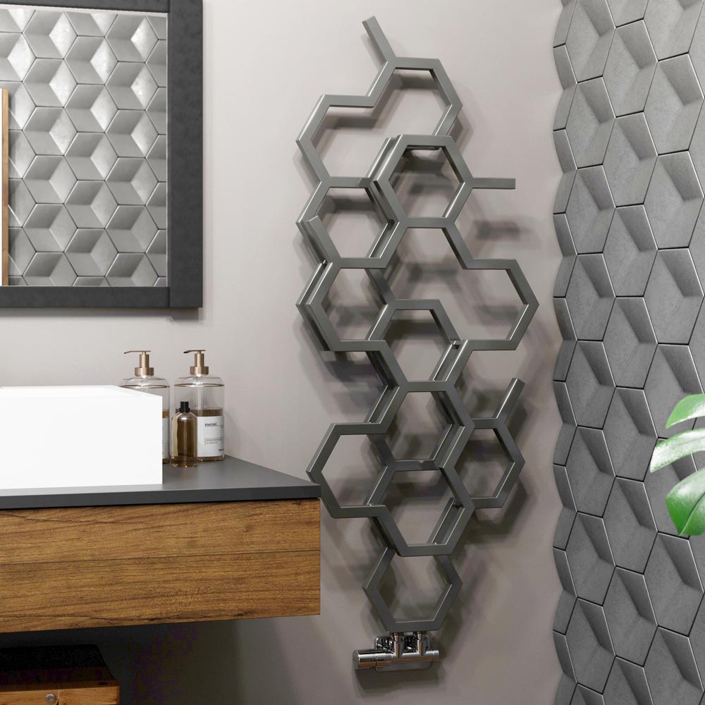 Terma Hex 1180 BTU Sparkling Grey Radiator 1220 x 486mm Image 2