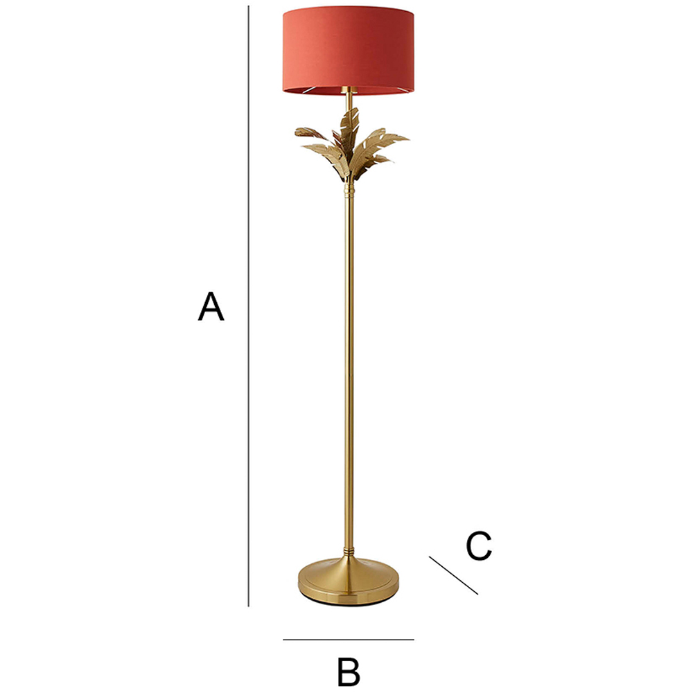 ValueLights Christina Rust Red and Gold Palm Leaf Single Stem Floor Lamp and Bulb Image 7