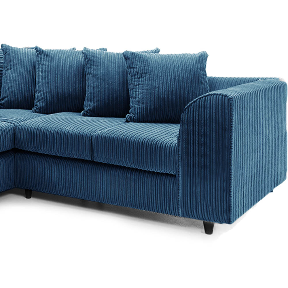 Luxor 5 Seater Marine Blue Jumbo Cord Scatter Back L Shaped Corner Sofa Set Image 4