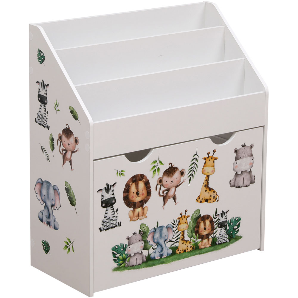 FurnitureHMD Single Drawer 3 Shelf White Kids Bookshelf Image 3