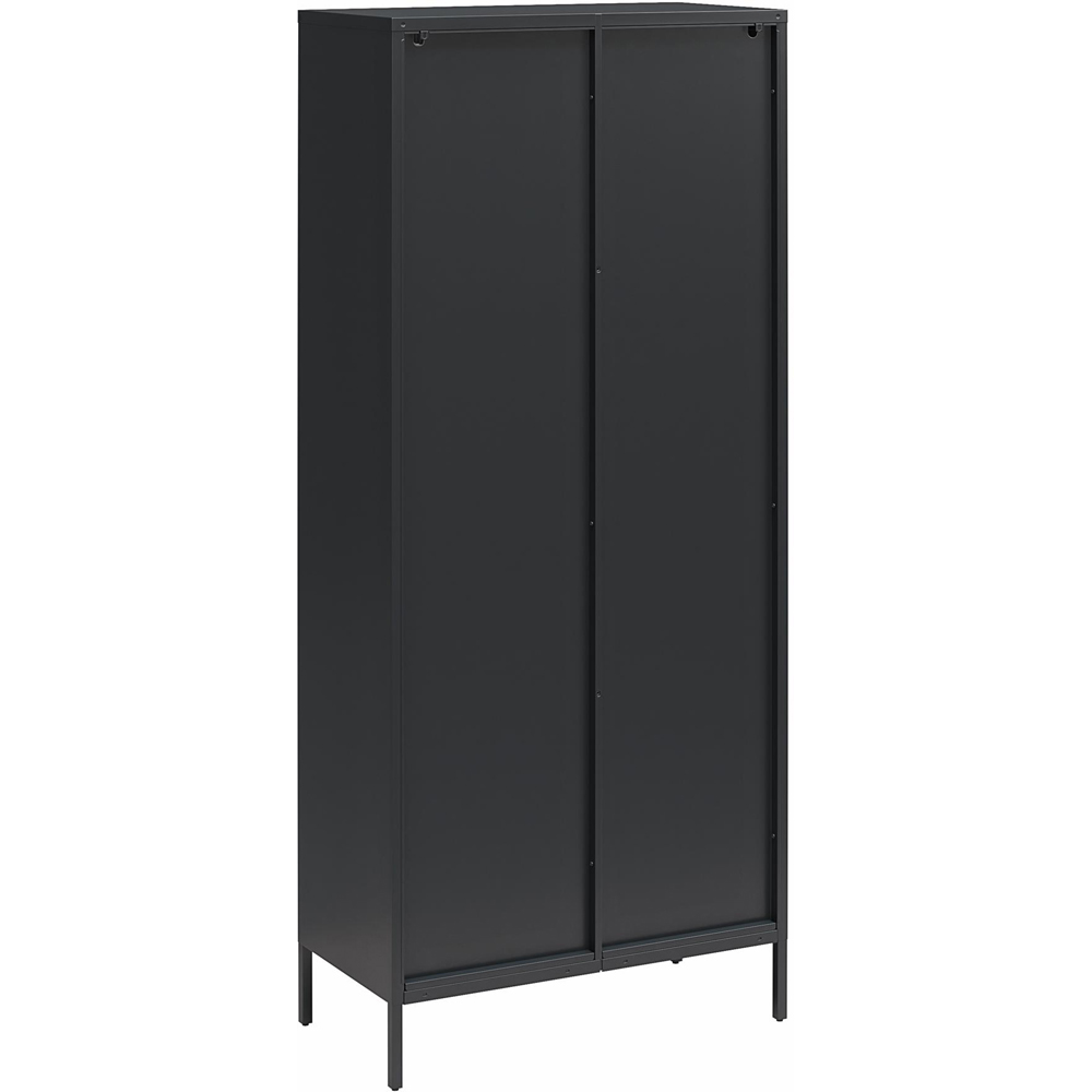 Dorel Luna 2 Door Tall Black Fluted Glass Accent Cabinet Image 6