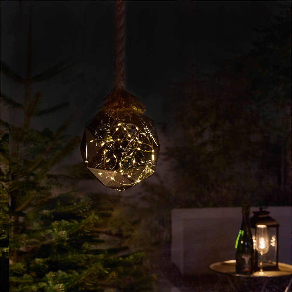 Luxform Dented Globe Brown Hemp Rope Light Image 2