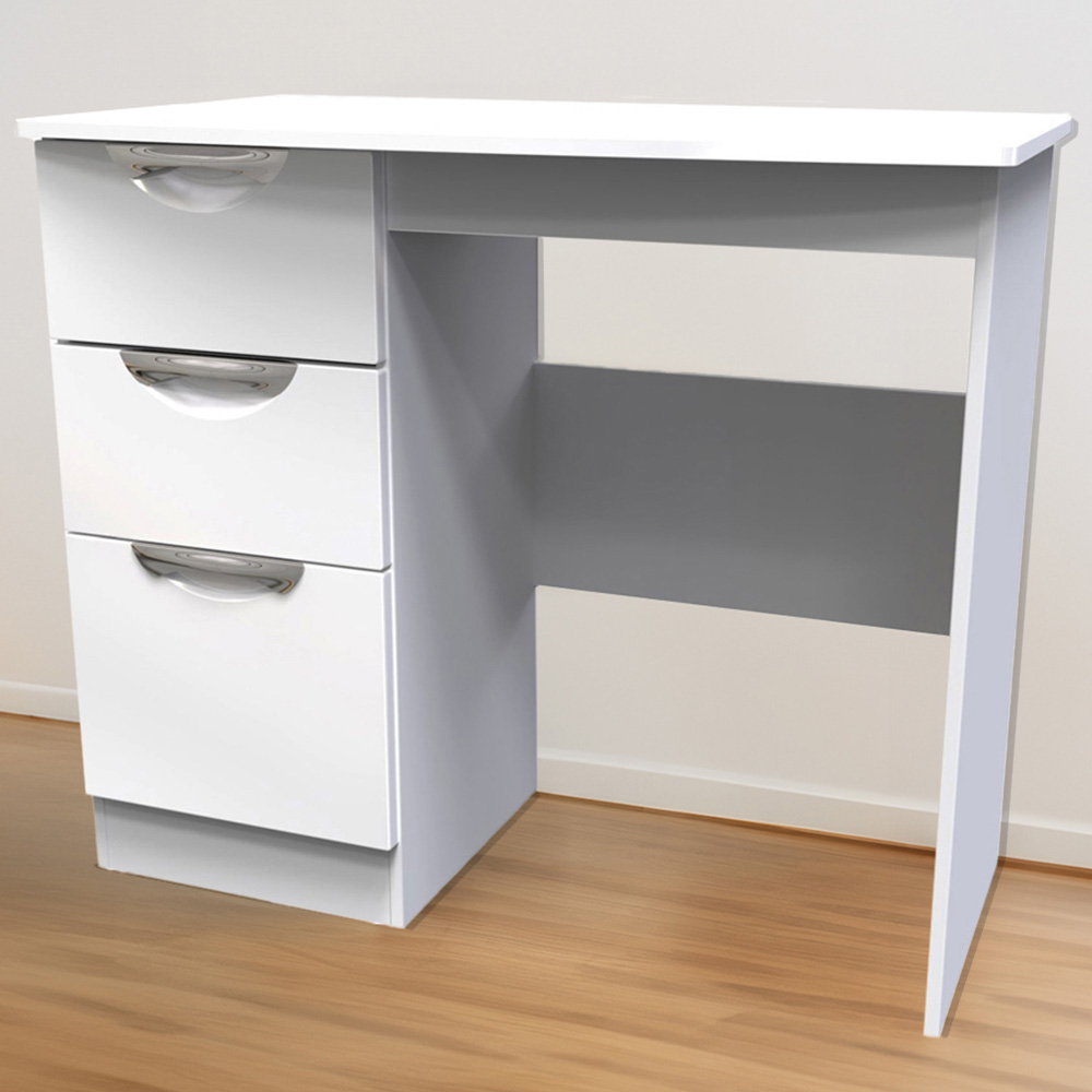 Crowndale Camden 3 Drawer White Gloss Dressing Table Image 1