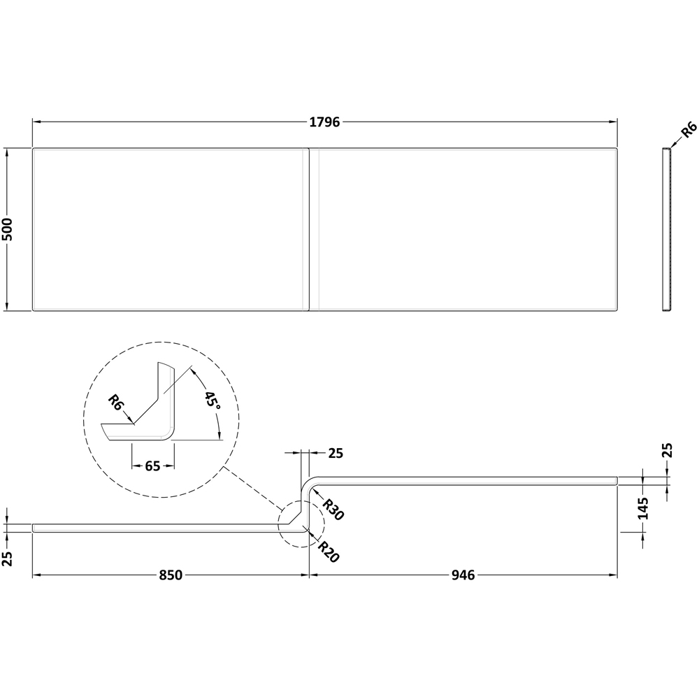 nuie White Square Shower Bath Front Panel 1800mm Image 2