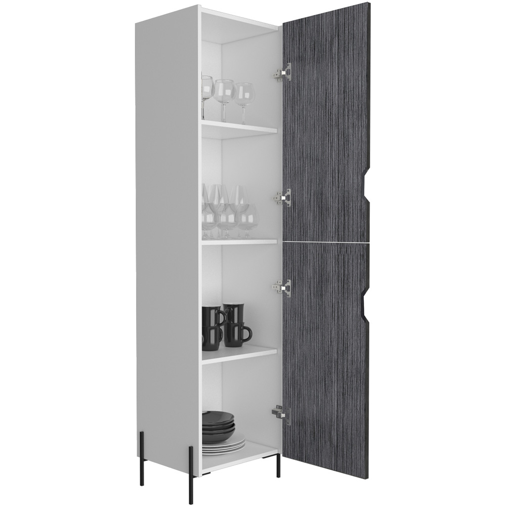Core Products Dallas 2 Door White and Carbon Grey Tall Storage Cabinet Image 4