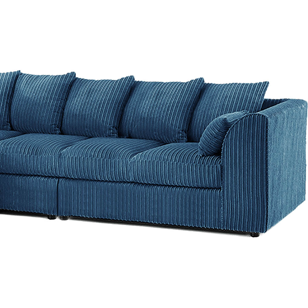 Luxor 4 Seater Marine Blue Jumbo Cord Left Hand Facing Scatter Back L Shaped Corner Sofa Set Image 4