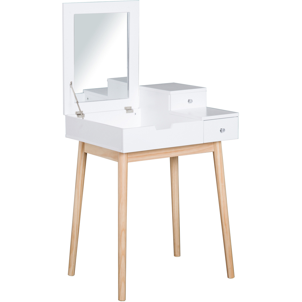 Portland 2 Drawer White Dressing Table with Flip Up Mirror Image 2