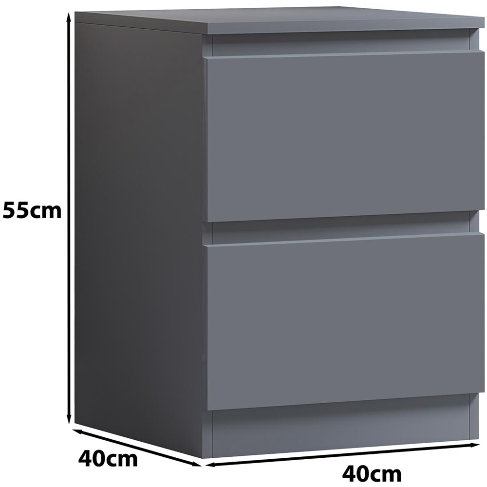 FWStyle Carlton Matt Grey Bedside Table Image 6