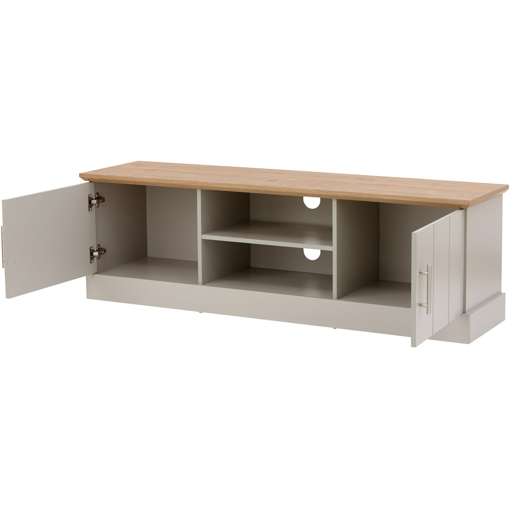GFW Kendal 2 Door 2 Shelf Grey Large TV Unit Image 3