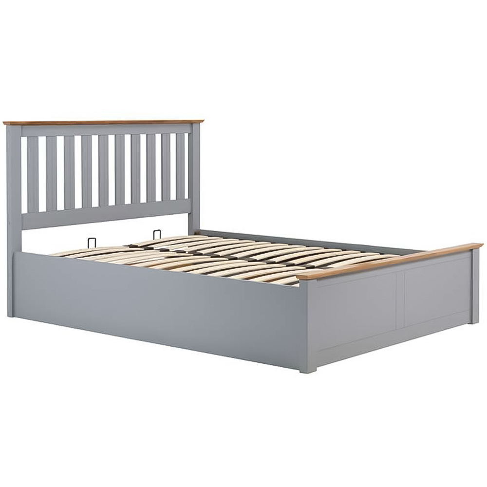 Phoenix Small Double Stone Grey Ottoman Bed Image 2