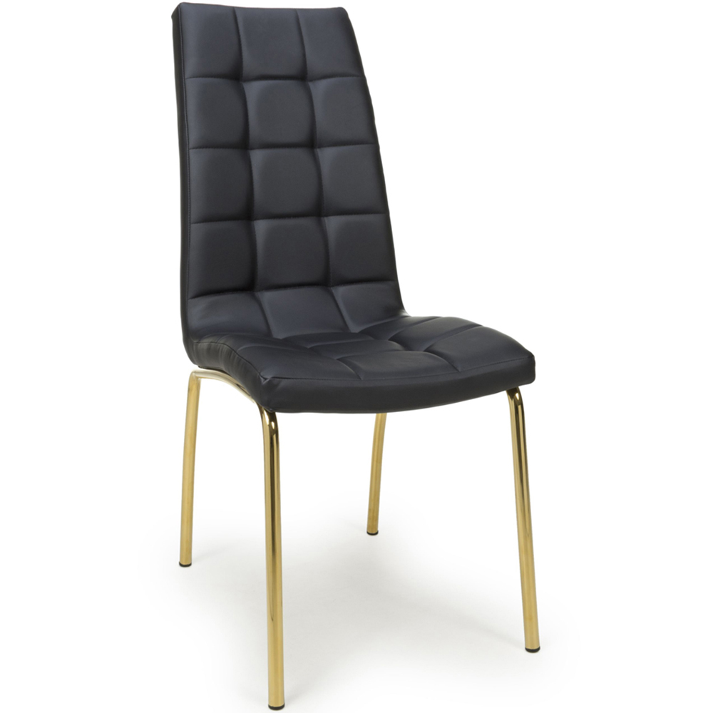 Shankar Jenner Set of 2 Black and Gold Leather Effect Dining Chair Image 3