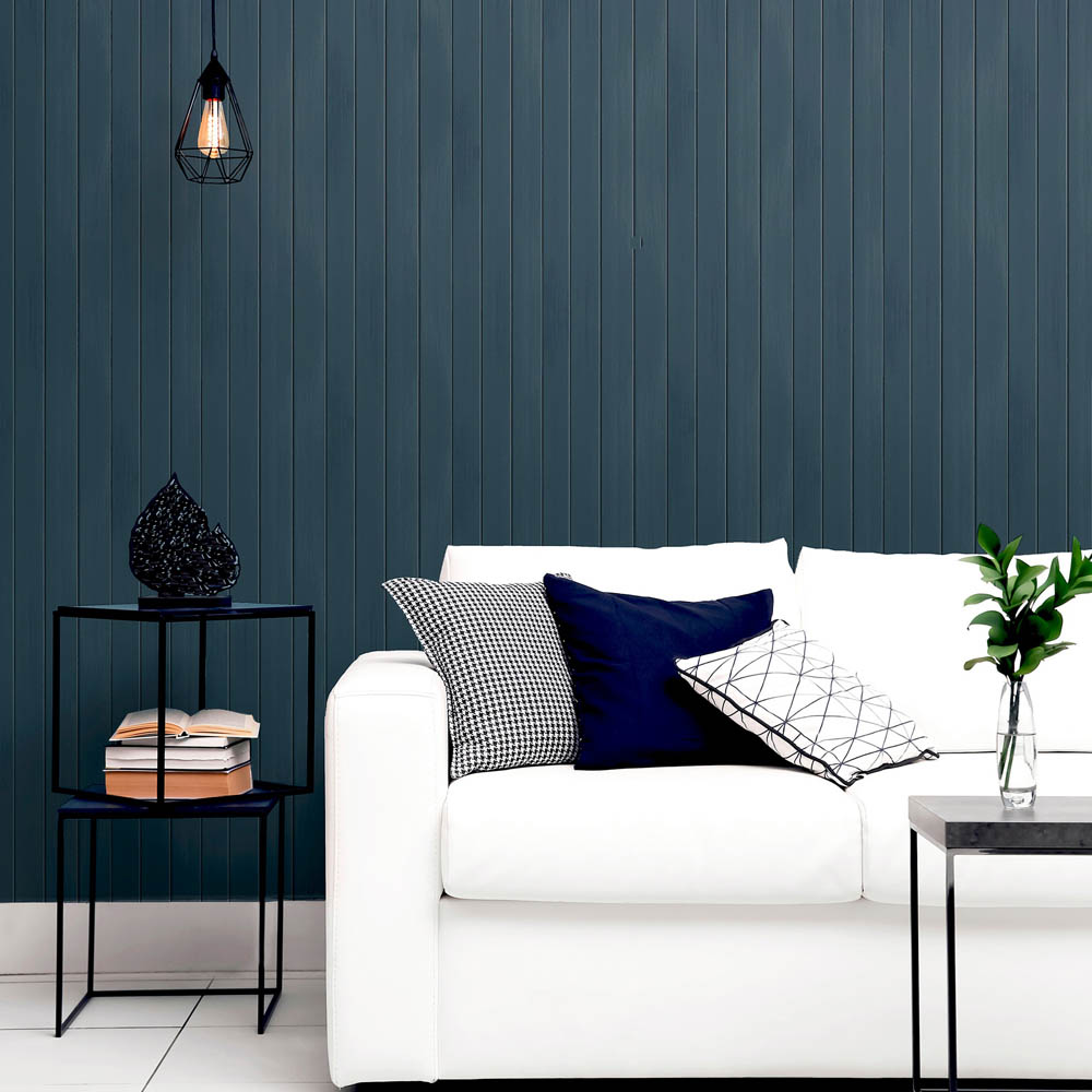 Arthouse Flat Wooden Planks Navy Blue Wallpaper Image 5
