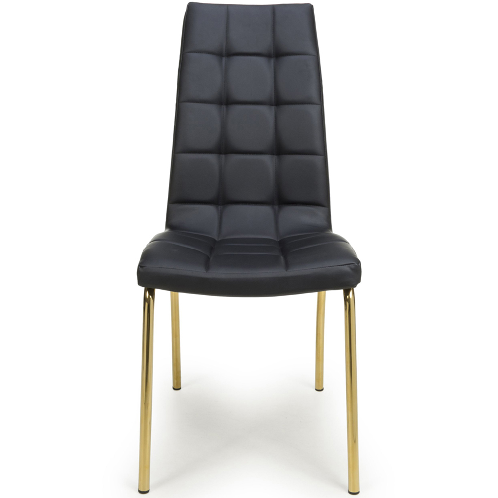 Shankar Jenner Set of 2 Black and Gold Leather Effect Dining Chair Image 2