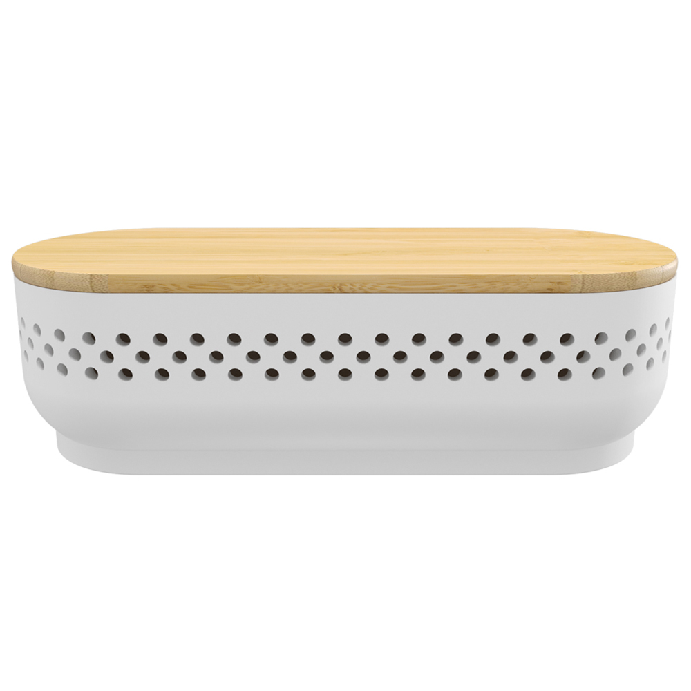Refillable White Slim Moisture Absorber with Bamboo Lid Image 1