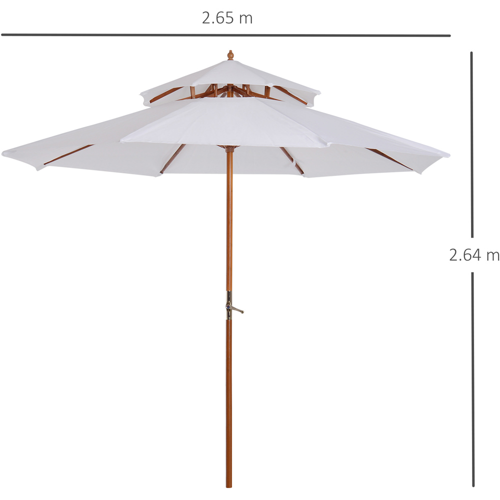 Outsunny White Double Tier Crank Handle Parasol 2.7m Image 7