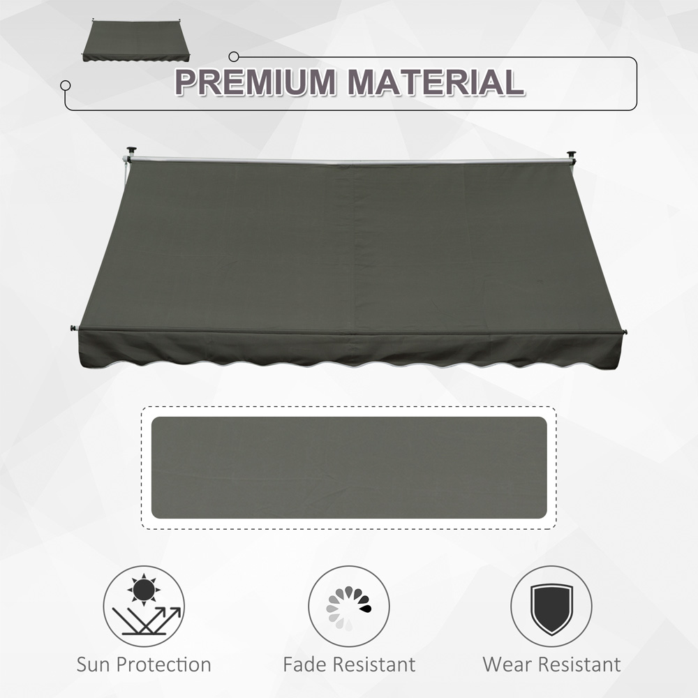 Outsunny Grey Aluminium Frame Manual Retractable Awning 3 x 1.5m  Image 4