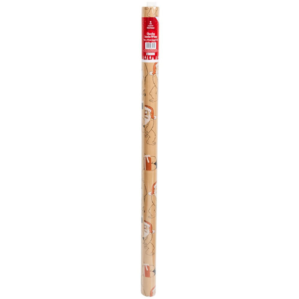 Cheeky Santa Wrapping Paper Beige Image 2