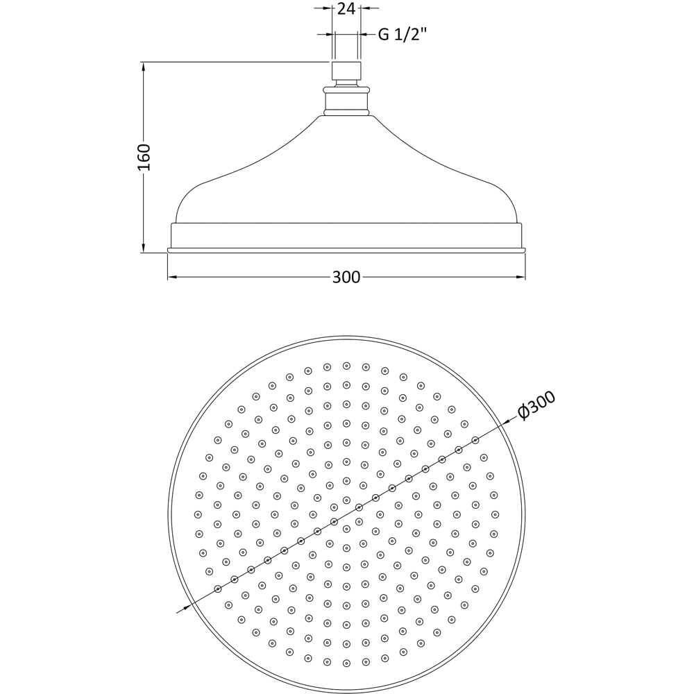 nuie Chrome Fixed Shower Head Image 3