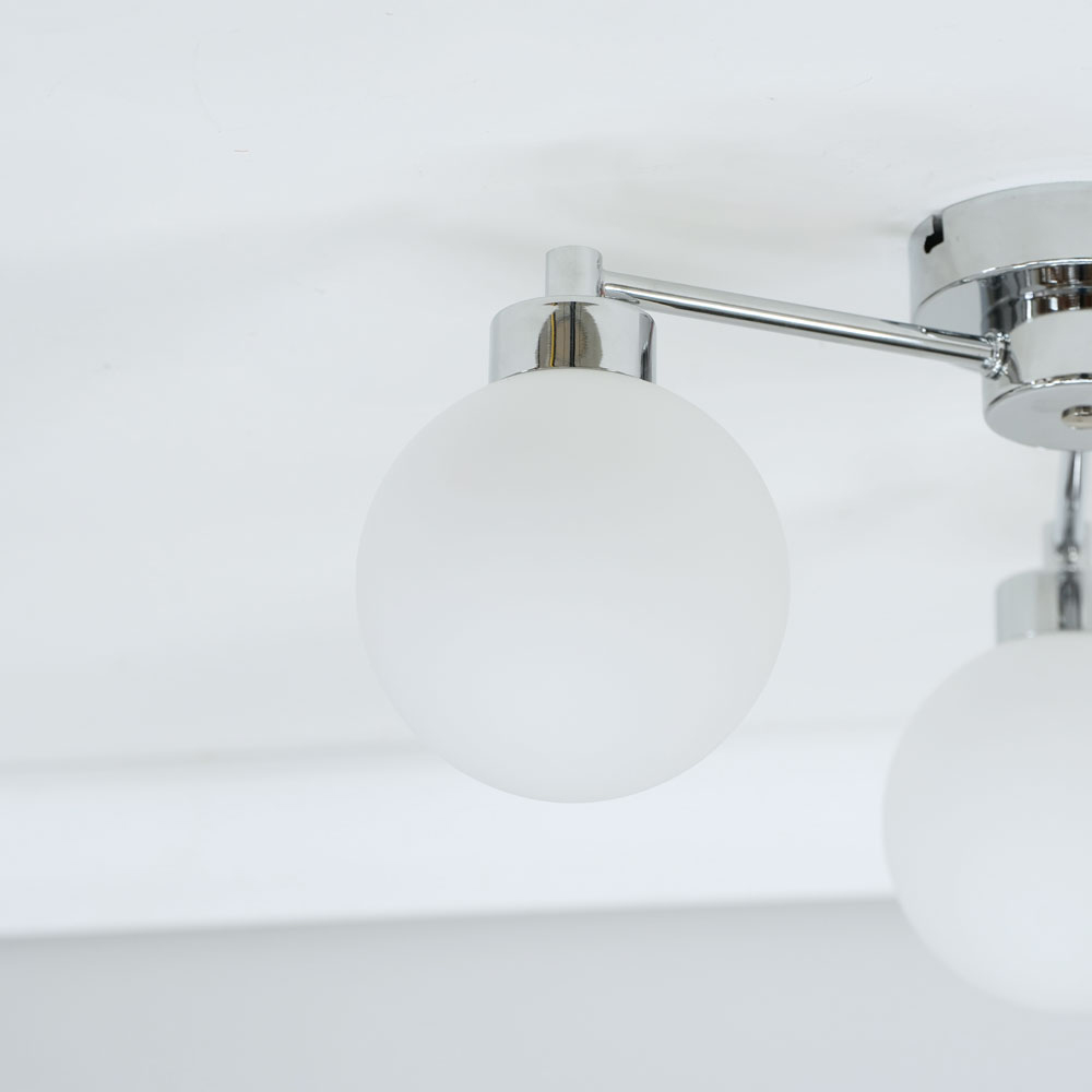 ValueLights Jonah Brushed Silver 3 Arm Globe Ball Shade Flush LED Ceiling Light Image 4