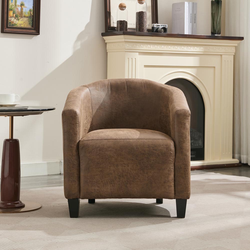Furniture One Brown Bronzing Fabric Upholstered Tub Chair Image 8