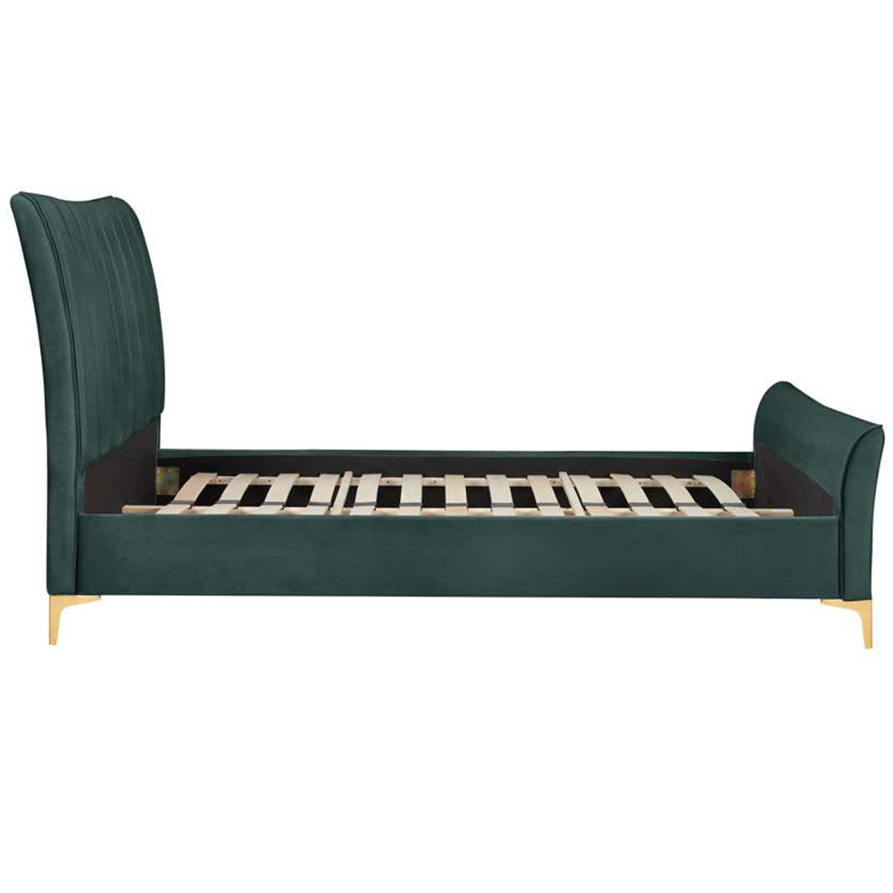 Clover Small Double Green Velvet Bed Image 2