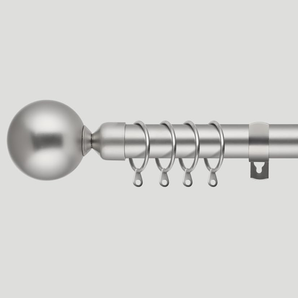 Home Treats 40 to 144cm Extendable Satin Nickel Metal Round Curtain Pole Image 5