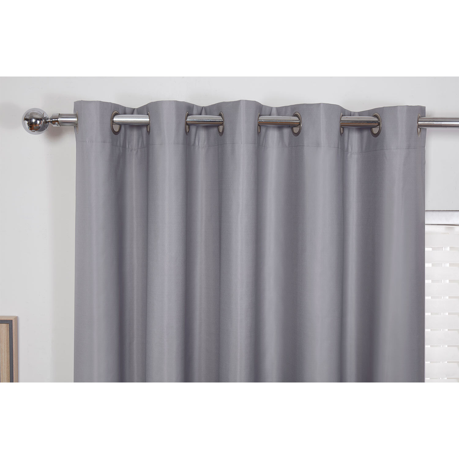 Kids Grey Blackout Eyelet Curtains 117cm Image 3