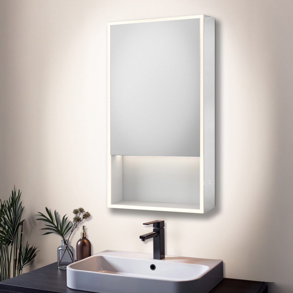 Sorrelis Aurelian Single Door Tunable LED Mirror Cabinet 90 x 50cm Image 4