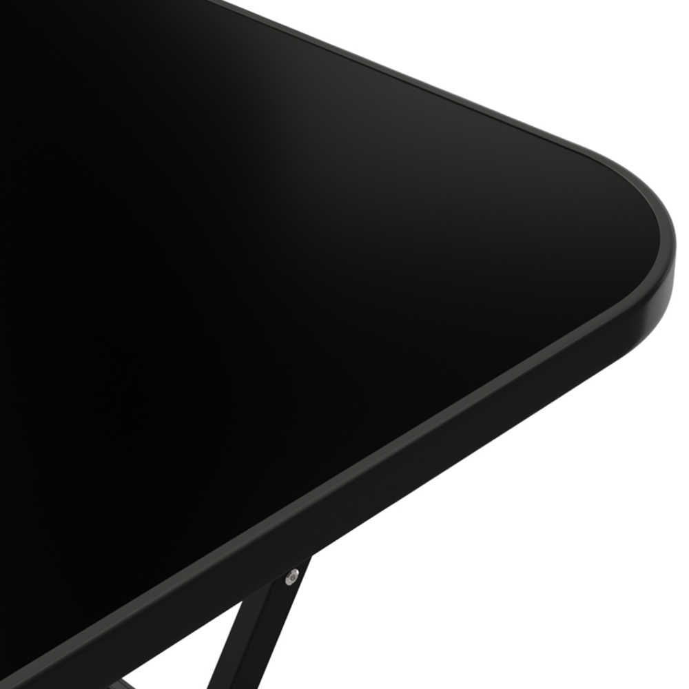 Living and Home Black Metal Outdoor Rectangle Folding Table with Umbrella Hole Image 6