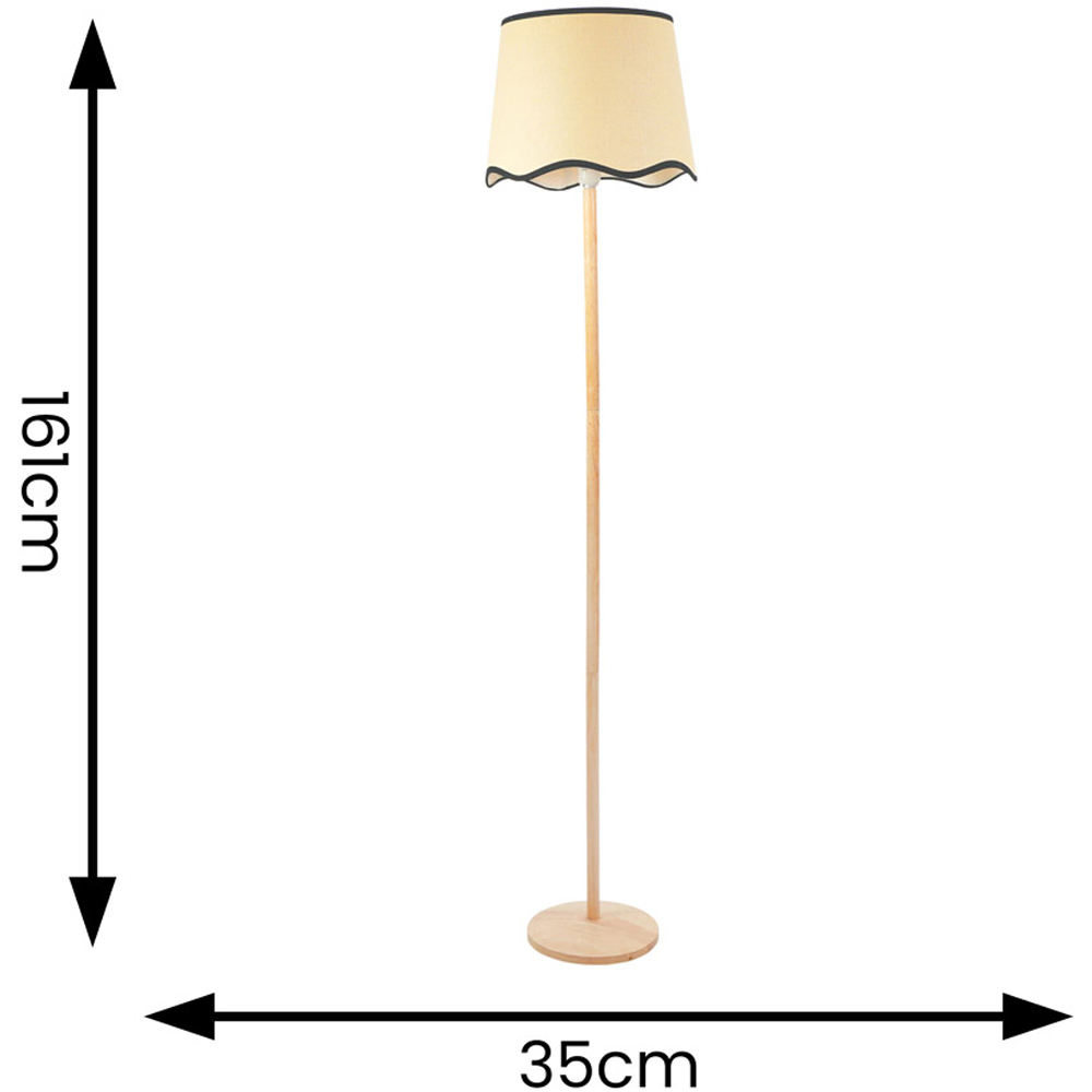 ValueLights Triston Scallop Black Edge Shade Light Wood LED Floor Lamp Image 6