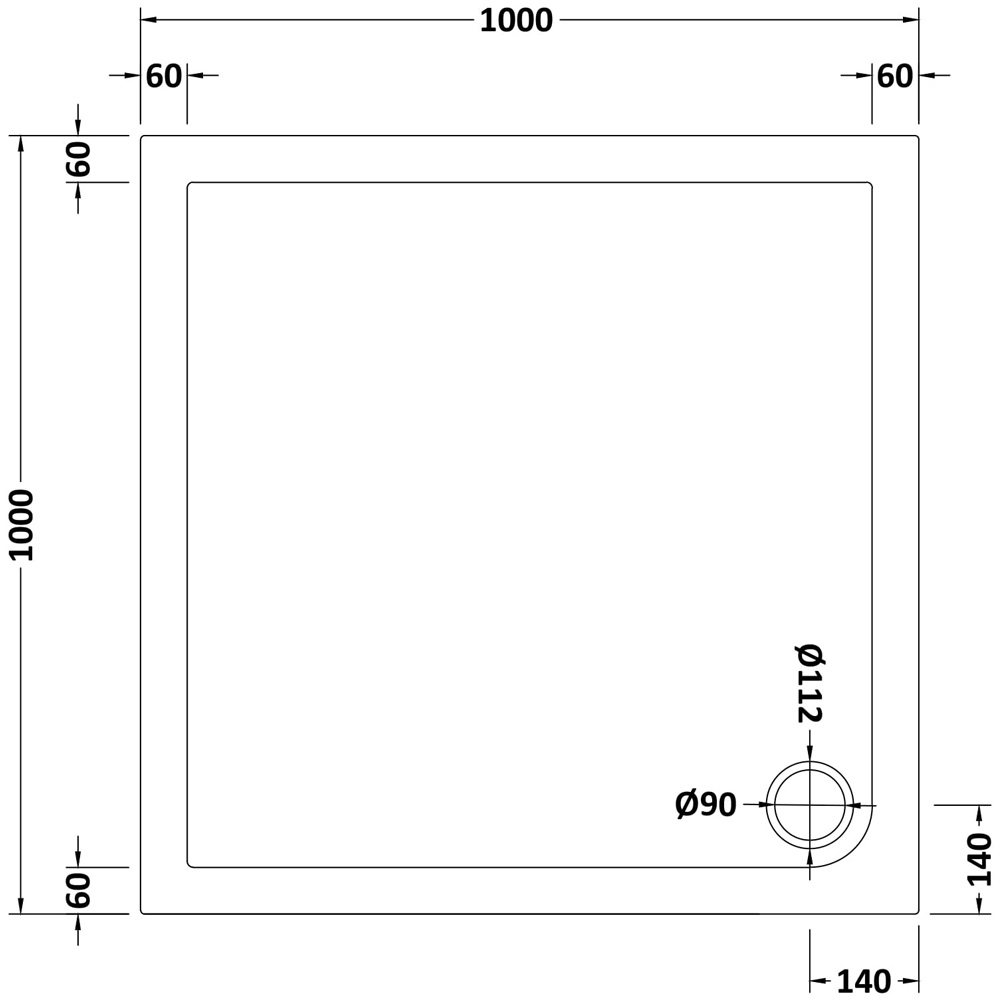nuie Slate Grey Square Shower Tray 1000 x 1000mm Image 2