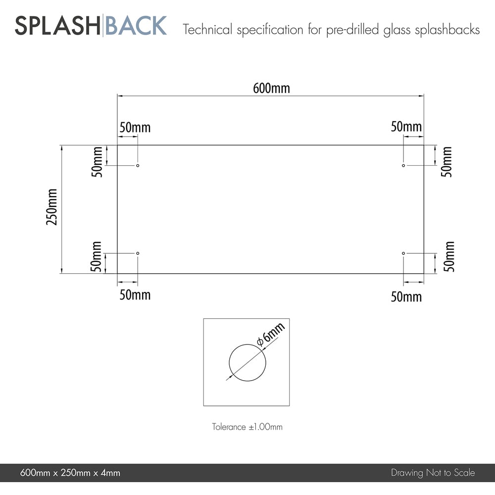Splashback 0.4cm Thick Clear Protective Glass with Bronze Caps 60 x 25cm Image 3