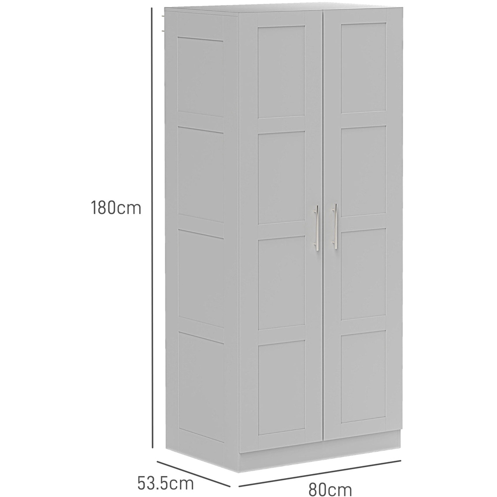 Portland 2 Door Grey Double Wardrobe with Hanging Rail Image 9