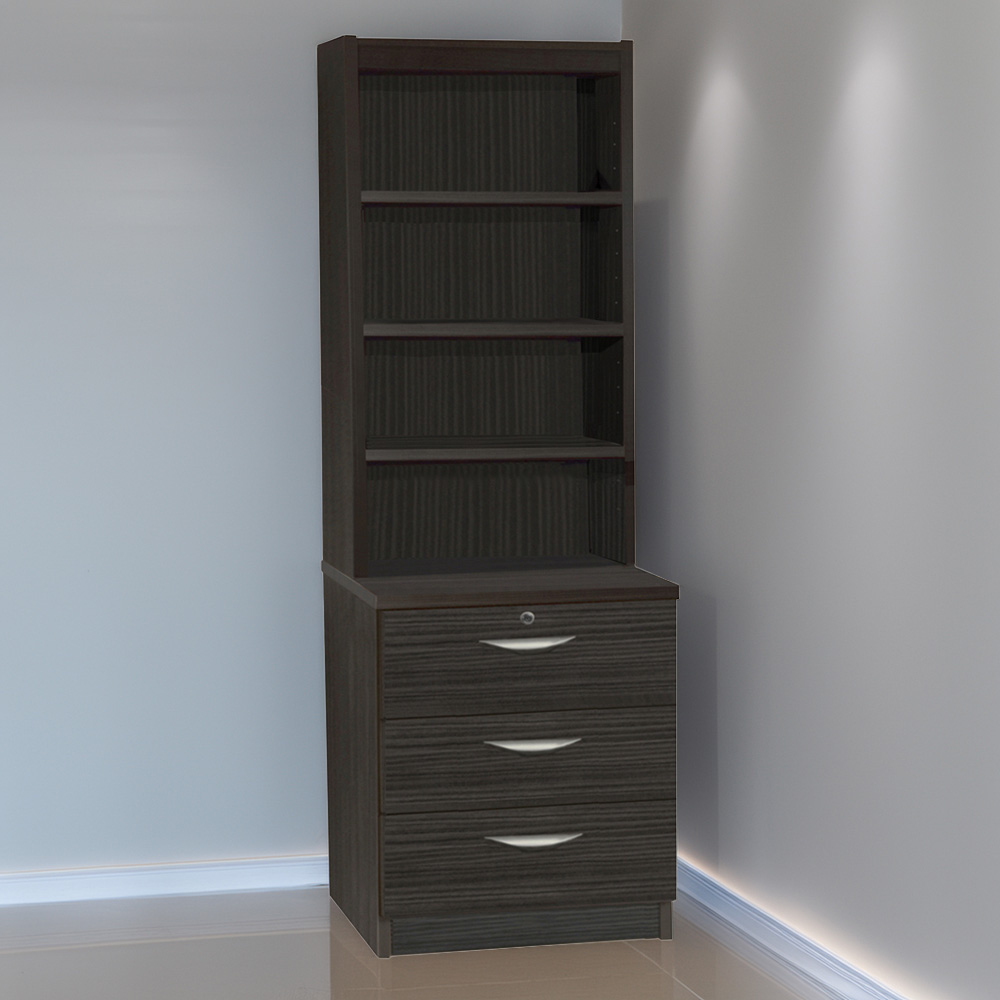 R White Cabinets 3 Drawer 4 Shelf Black Storage Chest with Hutch Image 1