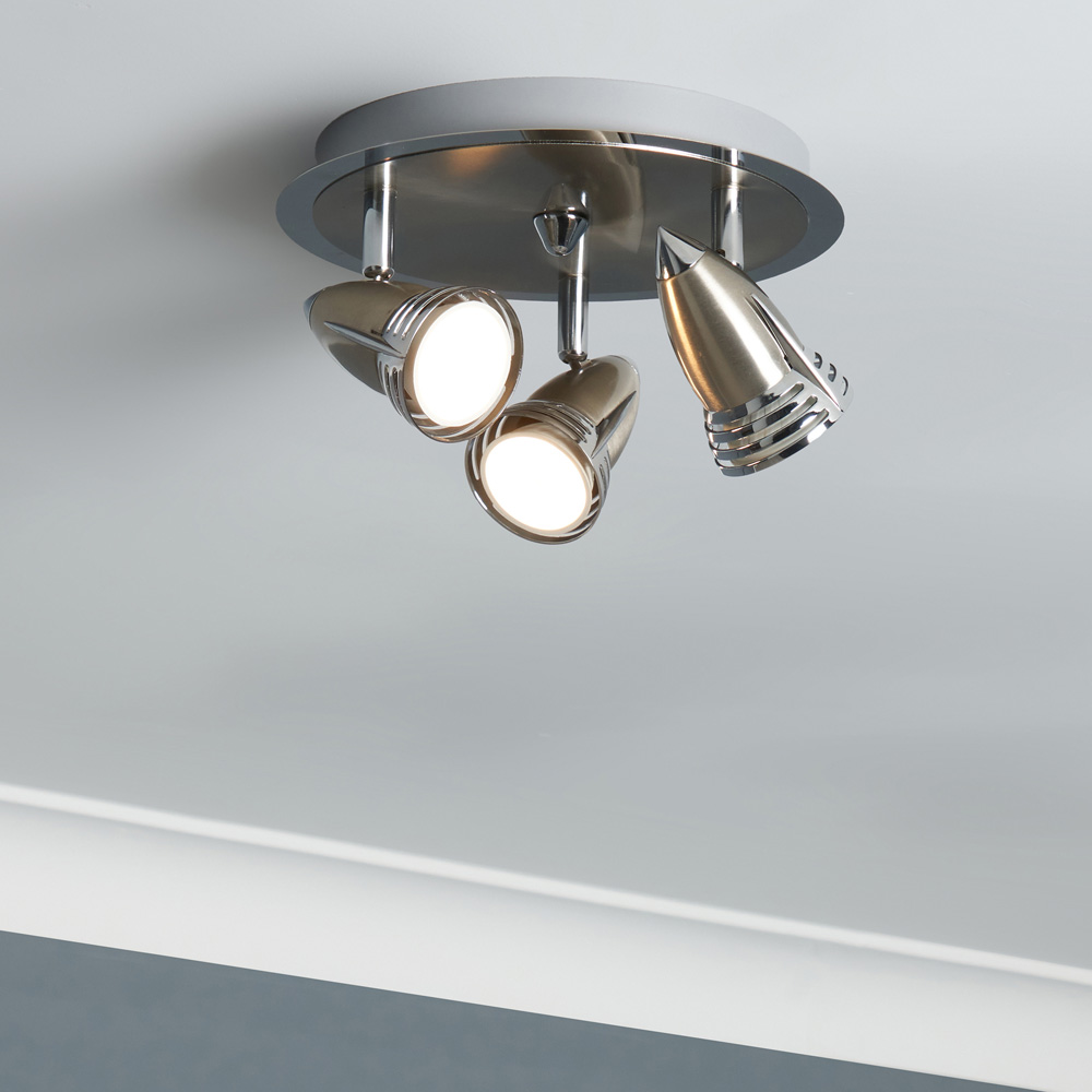 Inlight Ezra Satin Nickel and Chrome 3 Spot Light Plate Image 2