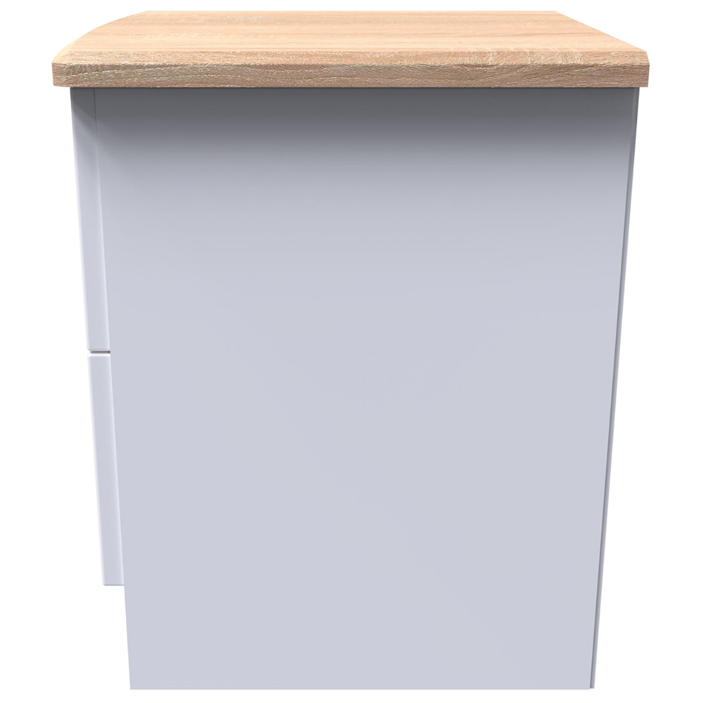 Crowndale Warwick 2 Drawer White Ash and Oak Compact Bedside Cabinet Image 3