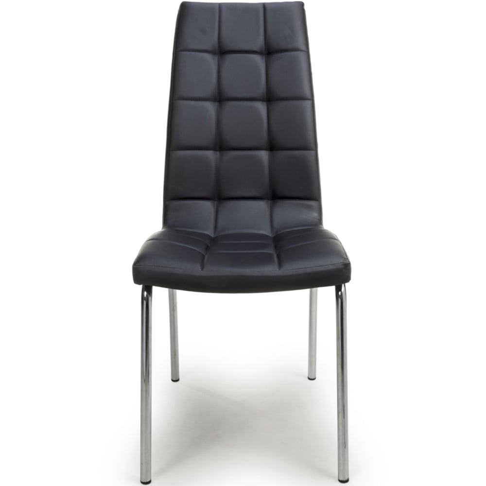 Shankar Jenner Set of 2 Black and Chrome Leather Effect Dining Chair Image 2