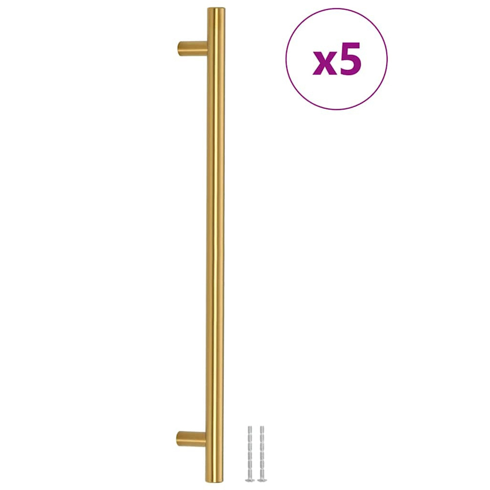 Wallplus Gold Stainless Steel T-Shaped Cabinet Handle 40cm 5 Pack Image 3