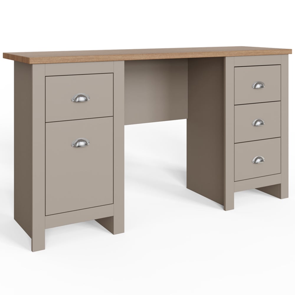GFW Lancaster 4 Drawer Study Desk Grey Image 2