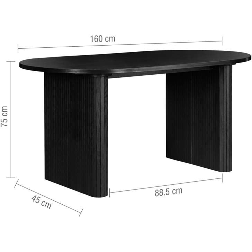 Birlea Axel 4 Seater Oval Fluted Dining Bench Set Black and Grey Image 7