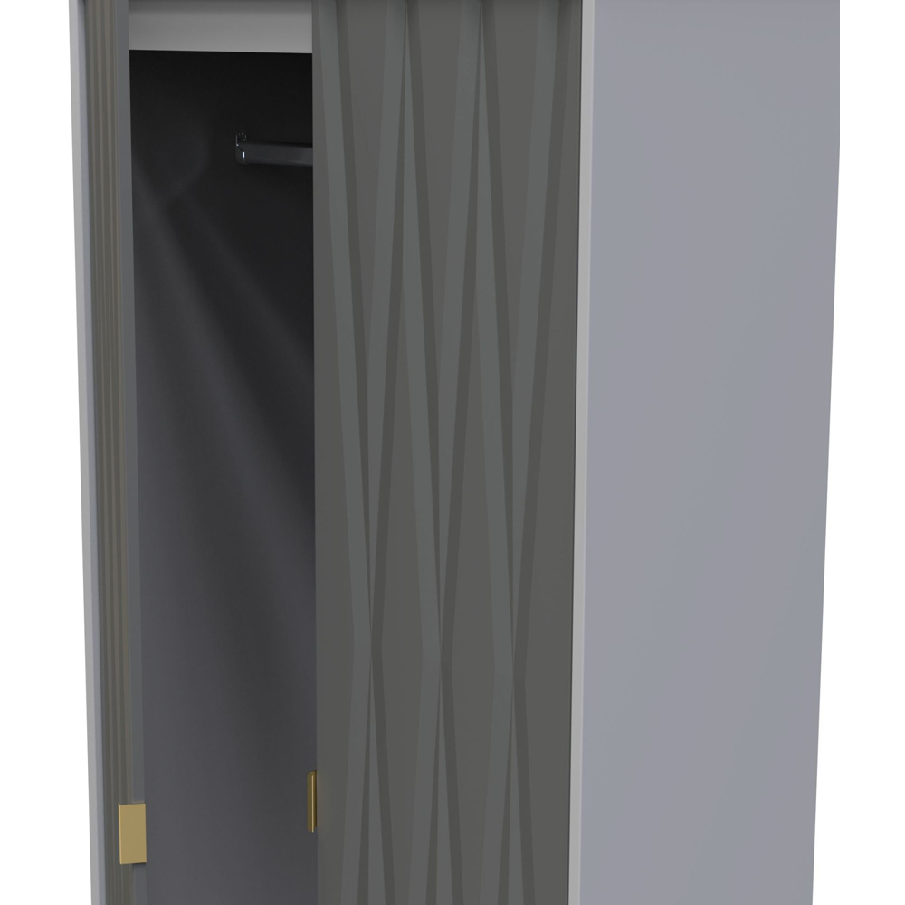 Crowndale Diamond Ready Assembled 2 Door 2 Drawer Matt Shadow and Grey Tall Double Wardrobe Image 6