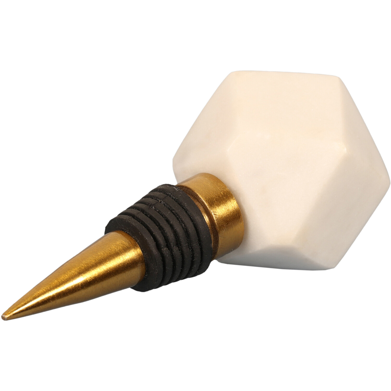 Marble Bottle Stop with Gold Finish Image 3