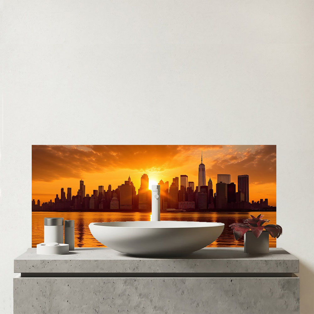 Warren Reed Designer Sunrise In The City Bathroom Splashback 25 x 60cm Image 1