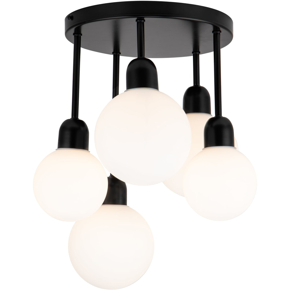 Cosylyte 5 Light Matt Black Opal Glass Ceiling Light Image 3