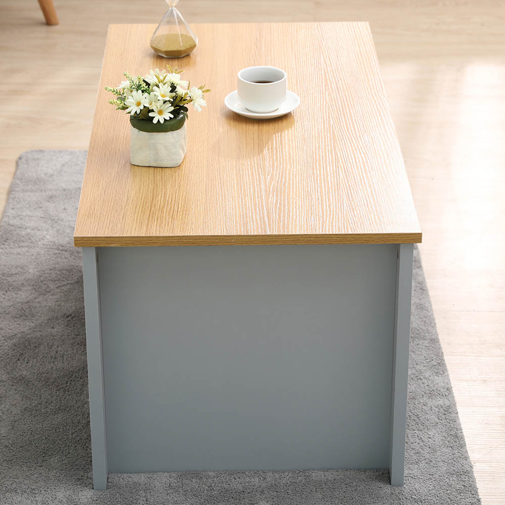 FurnitureHMD Single Shelf Grey and Oak Effect Wooden Coffee Table Image 6