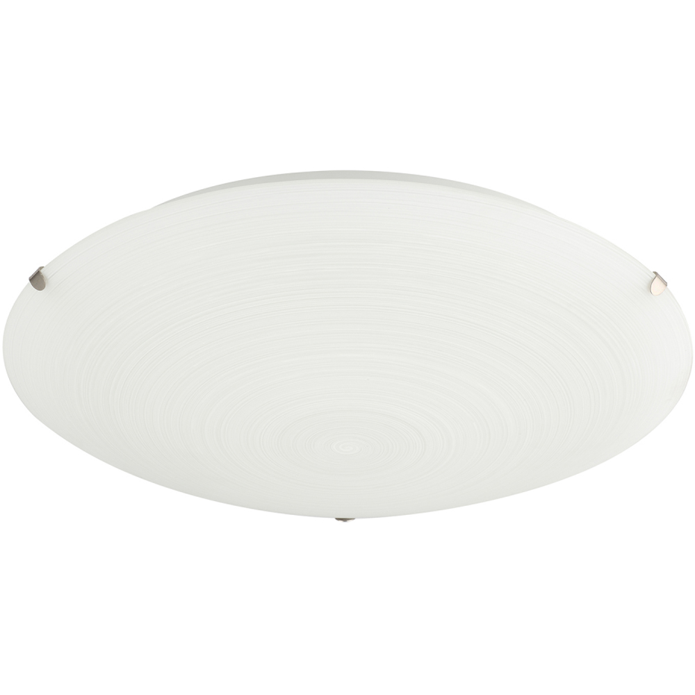 Happy Homewares Frosted White Flush Glass Ceiling Light with Soft Swirl Decoration Image 1